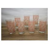 8 Pink Floral Pattern Juice Glass, 5.75x2.75 Inch