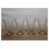4 Swirl Martini Tumbler Drinking Glass Copper Foot