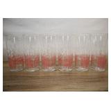 6 Vintage Floral Juice Glasses Federal Glass