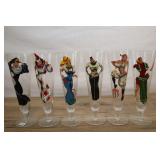 6 Girlie Glasses, Some Paint Missing, Condition Is