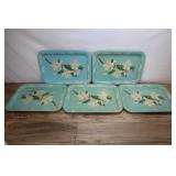 5 Metal Trays, Floral Pattern