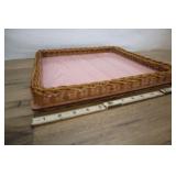 Wood And Wicker Serving Tray