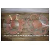2 Pink Floral Serving Platters