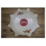 White And Red Rose, Holiday Serving Platter, 13 In