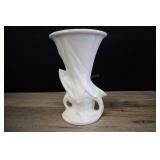 Arrow Leaf Pottery Vase, Matte White Vintage