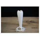 Floral Bud Vase, White Scallop Rim