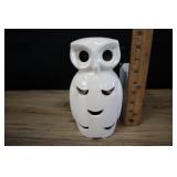 Ceramic Owl Lantern, White 8.5inch