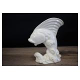 Vintage Fish Vase, Matte White Glaze