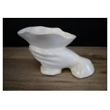 Mccoy Hand Vase, Cornucopia, Matte White Vintage