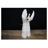 Vintage Glove Hands Flower Vase, White Ceramic