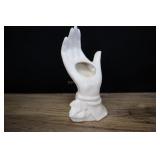 Hand With Glove Flower Vase, Matte White Vintage