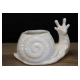 California Pottery Snail Planter, White Vintage