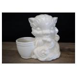 Vintage Kitty Planter, White Usa Pottery