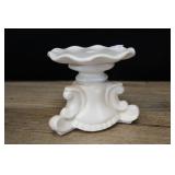 Vintage Pottery Pedestal Stand, Matte White