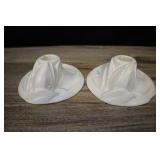 Pair Of Tulip Candle Holders, Matte White Vintage