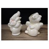Ceramic Elephant And Lamb Creamers, White
