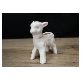 Miniature Lamb Planter, White With Pink Collar Vtg