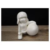 Baby With Football Planter, White Vtg