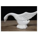 Miniature Pottery Swan Figurine, White