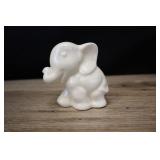 Miniature Pottery Elephant Figurine, Matte White
