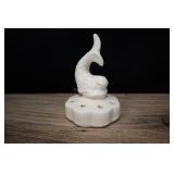 Art Pottery Fish Flower Frog, Matte White