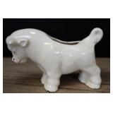 Miniature Vintage Bull Planter, White