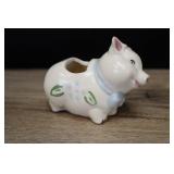 Miniature Pig Planter, White With Painted Flowers