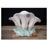 Mccoy Pottery Triple Calla Lily Vase, Matte White