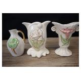 Set Of 3 Vintage Vases, Urn Shapes And Pitcher