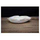 Usa Pottery Dish, Matte White With Pink Rose