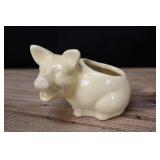 Vintage Miniature Pig Planter, Cream Yellow