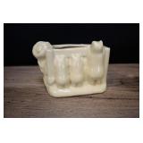 Vintage Planter Pigs Peeking Over Fence, Cream Yel