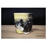 Ceramic Kitty Cat Planter, Black & Yellow