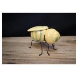 Ceramic Bee Honey Pot With Wire Legs, With Lid