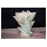 Mccoy Pottery Double Calla Lily Vase, Matte Yellow