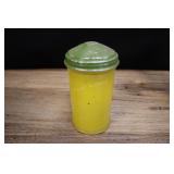 Vintage Yellow Glass Shaker With Tin Lid
