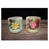 Pair Of Vintage Opco Zanesville Pottery Flower Vas