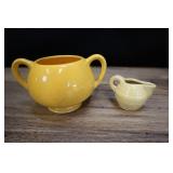 Ceramic Yellow Pot And Miniature Pitcher
