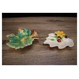 Pair Of Vintage Ceramic Leaf Spoon Rests Ash Trays
