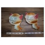 Pair Of Vintage Ceramic Cat Spoon Rests Ash Trays