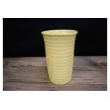 Vintage Flower Vase Ribbed Sides, Matte Yellow