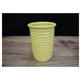 Vintage Flower Vase Ribbed Sides, Yellow