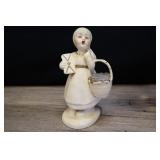 Chalkware Girl In Dress With Basket