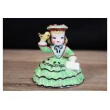 Miniature Figurine Girl In Dress With Bird & Envel