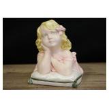 Vintage Chalkware Bust, Young Girl On Pillow