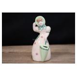 Weil Ware Pottery Girl In Green Bonnet With Umbrel