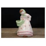 Weil Ware Pottery Girl In Green Head Scarf With Gr