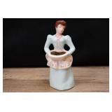 Weil Ware Pottery Girl In Blue Dress With Apron Bu