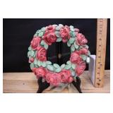 Vintage Chalkware Rose Wreath Wall Hanger