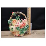 Vintage Chalkware Flower Basket Wall Hanger